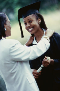 Female graduate standing with her mother