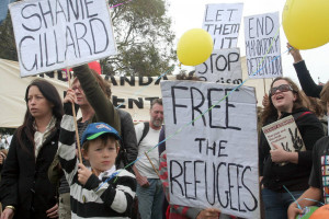 The Refugee Action Collective organised a march and protest on Saturday 2 April 2011 against children in immigration detention outside the Melbourne Immigration Transit Accommodation at Camp Road, Broadmeadows.  Despite Labor's October announcement that all children would be released from detention, there are still more than 1,000 children locked up including more than 140 young asylum seekers from the ages of 13-18 are detained in the Melbourne Immigration Transit Accommodation at Camp Road, Broadmeadows.