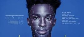 Black person's face with facial recognition technology